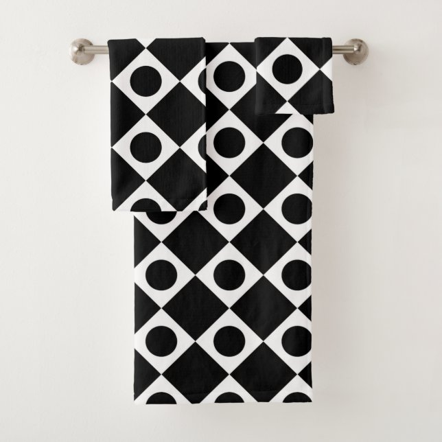 Mod Retro 60's Black Bath Towel Set (Insitu)