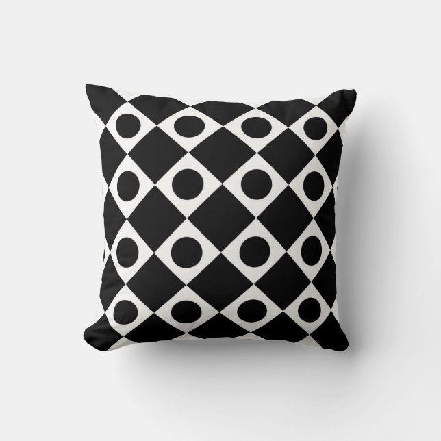 Mod Retro 60's Black Throw Pillow (Front)