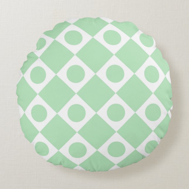 Mod Retro 60's Mint Round Pillow (Front)