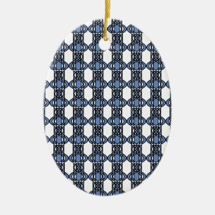 Mod Retro Blue Abstract Scarab Pattern Ceramic Ornament