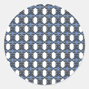 Mod Retro Blue Abstract Scarab Pattern Classic Round Sticker