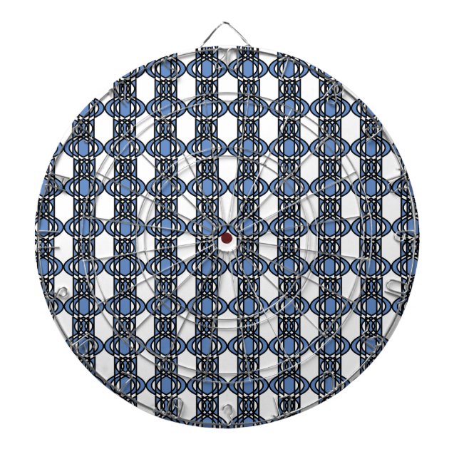 Mod Retro Blue Abstract Scarab Pattern Dartboard (Front)