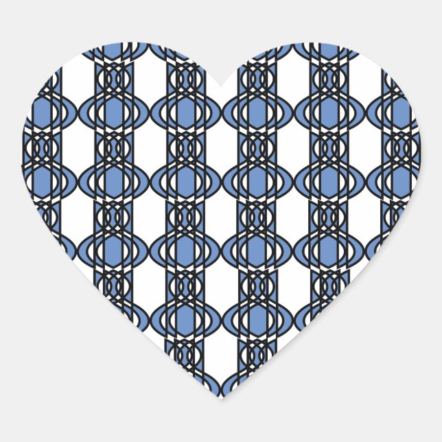 Mod Retro Blue Abstract Scarab Pattern Heart Sticker (Front)
