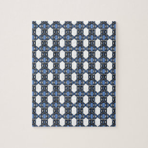 Mod Retro Blue Abstract Scarab Pattern Jigsaw Puzzle