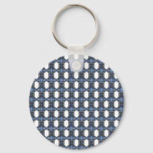 Mod Retro Blue Abstract Scarab Pattern Keychain