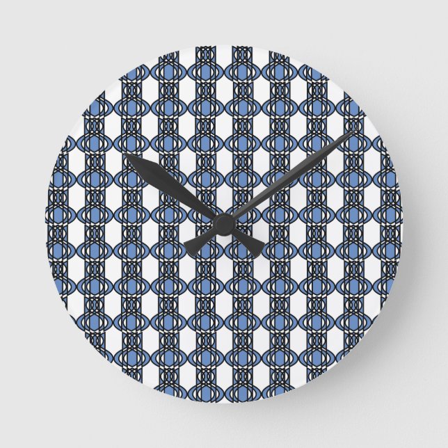 Mod Retro Blue Abstract Scarab Pattern Round Clock (Front)