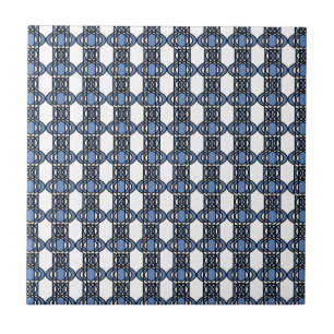 Mod Retro Blue Abstract Scarab Pattern Tile