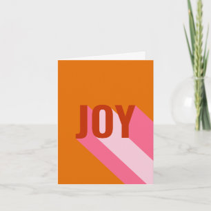 Mod Retro Bright Colorful Pink Orange Joy Photo Holiday Card