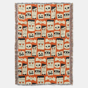 Mod Retro Monsters Throw Blanket