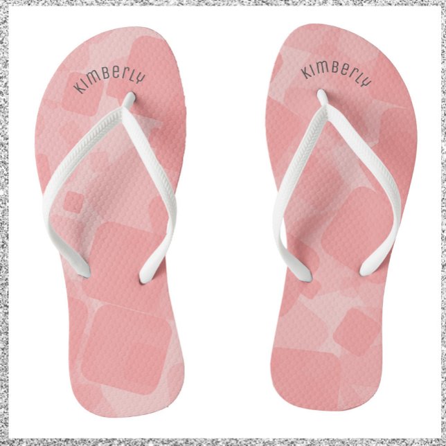 Mod Retro Pink Squares Pattern  Flip Flops (Creator Uploaded)