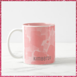 Mod Retro Pink Squares Pattern Two-Tone Coffee Mug