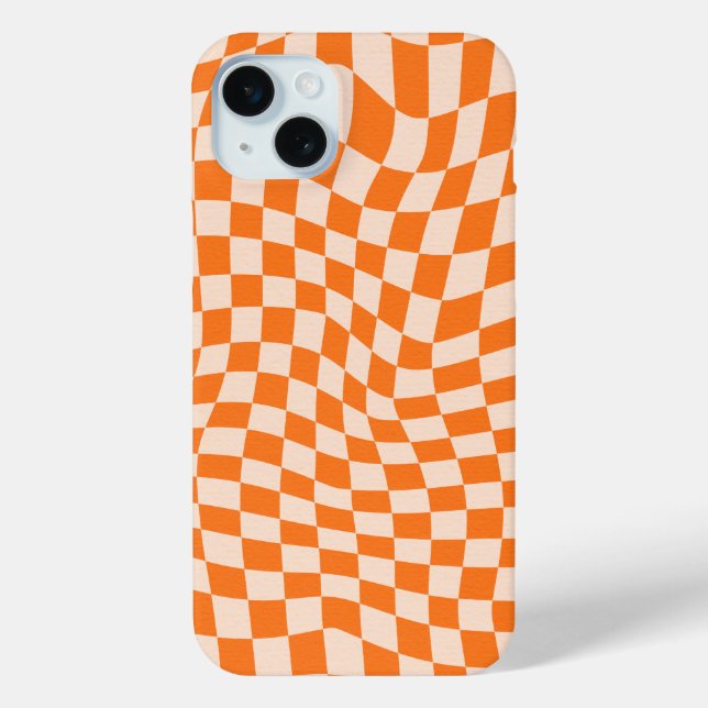 Mod Retro Psychedelic Orange chequered Pattern Case-Mate iPhone Case (Back)