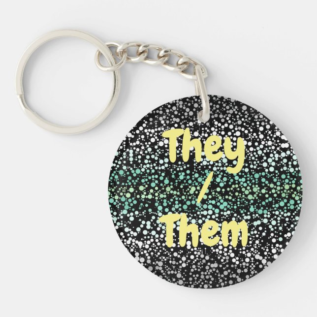 Mod Retro Quirky Groovy Boho Paragender Pride Keychain (Front)