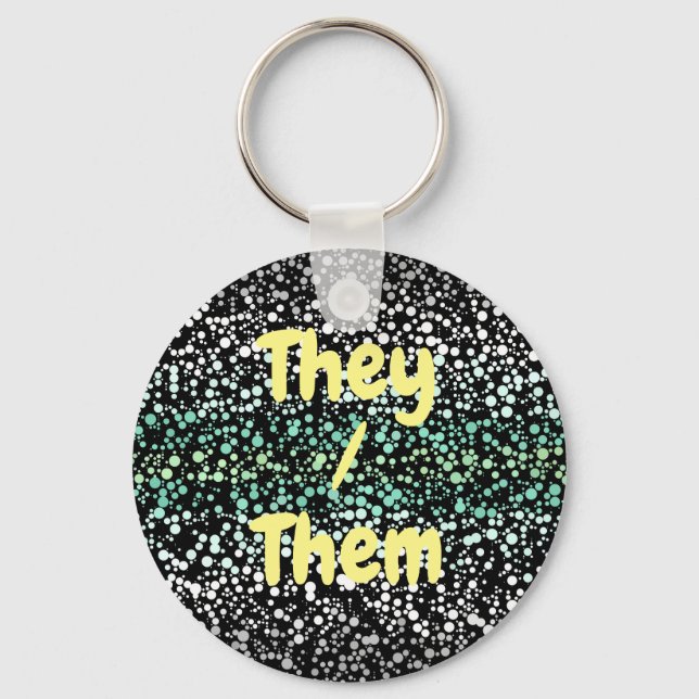 Mod Retro Quirky Groovy Boho Paragender Pride Keychain (Front)