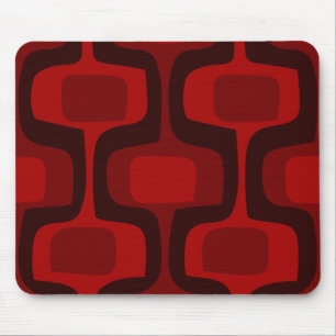 Mod Retro Red Burgundy Black Mousepad