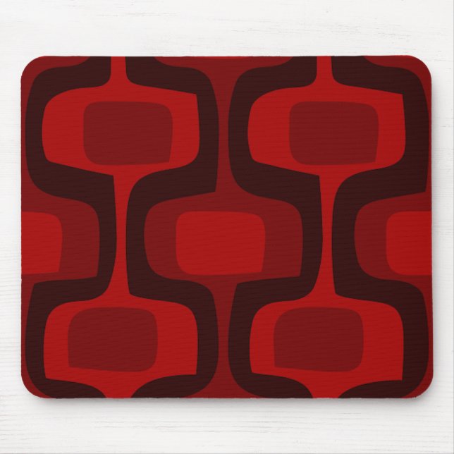 Mod Retro Red Burgundy Black Mousepad (Front)