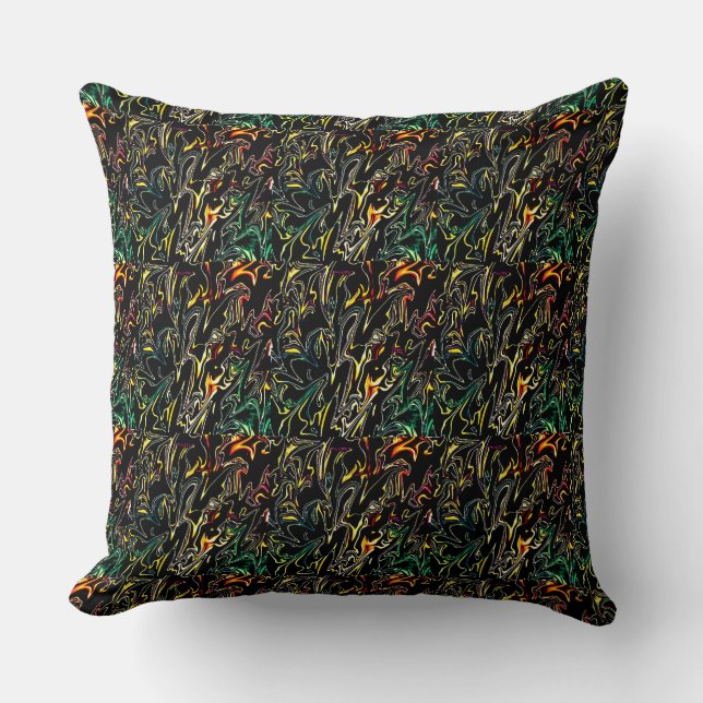 Mod Rich Faux Quilt Dark Multicolor Pattern Throw Pillow (Front)