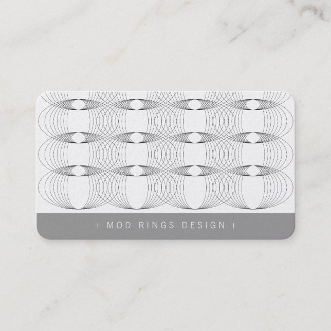 Mod Rings Simple Geometric Pattern Modern Stylish Business Card (Front)