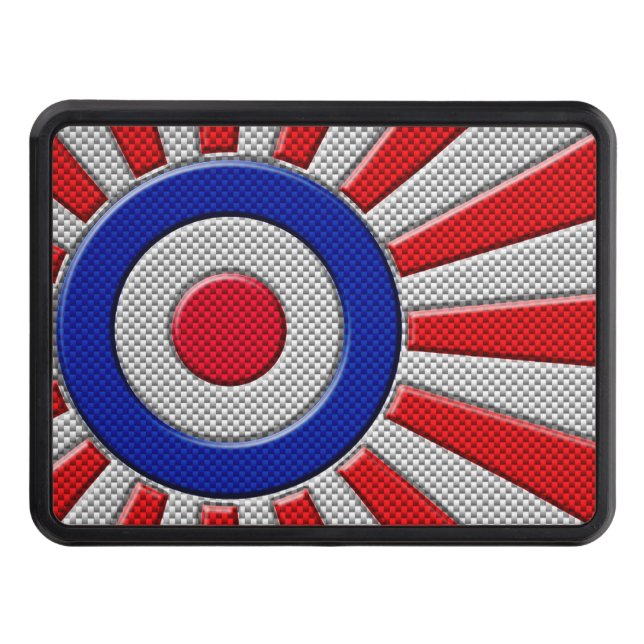 Mod Roundel Sunburst Carbon Fibre Style Trailer Hitch Cover (Front)