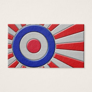 Mod Roundel Sunburst Design in Carbon Fibre Style