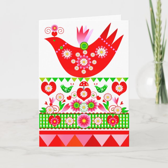 Mod Scandi Holiday Bird Card (Front)