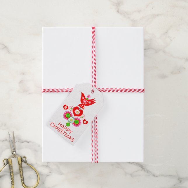 Mod Scandi Holiday Bird Gift tag (With Twine)