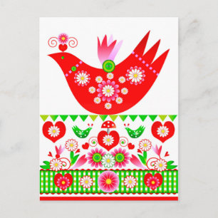 Mod Scandi Holiday Bird Postcard