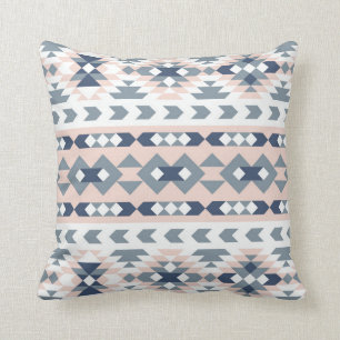 Mod Southwest Geometric Navy Blush Throw Pillow
