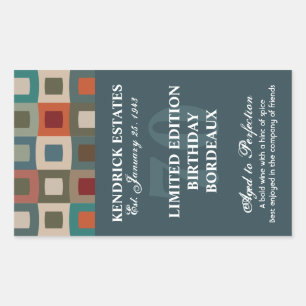 Mod Squares Birthday Wine - Blue (750ml) Sticker