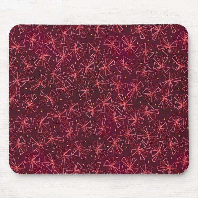 Mod Starburst Maroon and Pink Mouse Pad (Front)