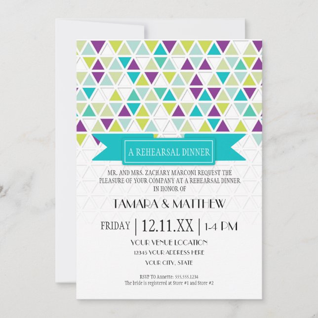 Mod Style Triangle Pattern Triangular Geometric Invitation (Front)