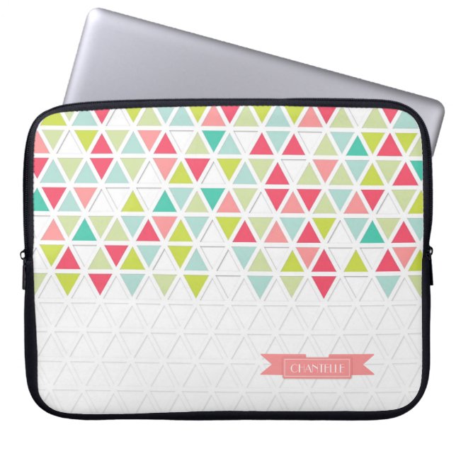Mod Style Triangle Pattern Triangular Geometric Laptop Sleeve (Front)