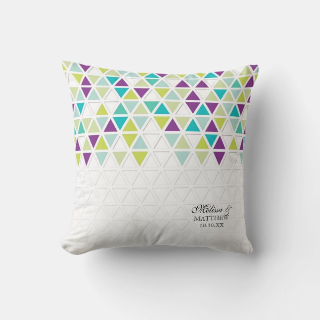 Mod Style Triangle Pattern Triangular Geometric Throw Pillow (Front)