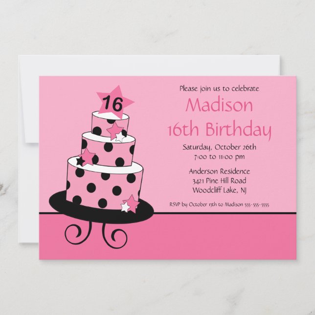Mod Sweet Sixteen Birthday Party Invitation (Front)