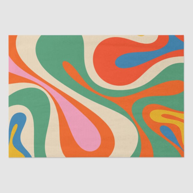 Mod Swirl Retro Trippy Colourful Abstract Pattern Tissue Paper (Front)