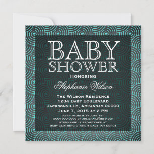 Mod Swirls Baby Shower Invite, Aqua Invitation
