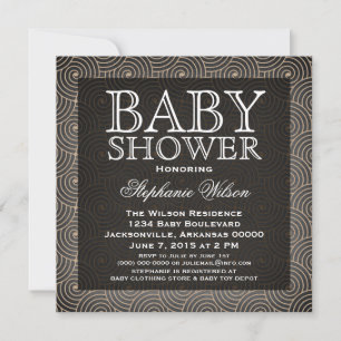Mod Swirls Baby Shower Invite, Beige Invitation
