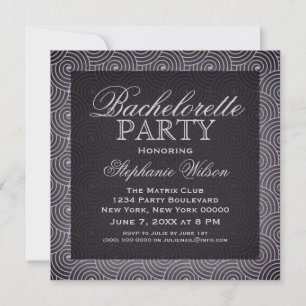 Mod Swirls Bachelorette Party Invite, Purple Invitation