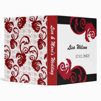 mod swirly red Wedding Planner binder