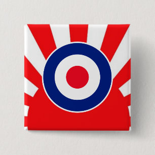 MOD Target Roundel on Sunburst 2 Inch Square Button