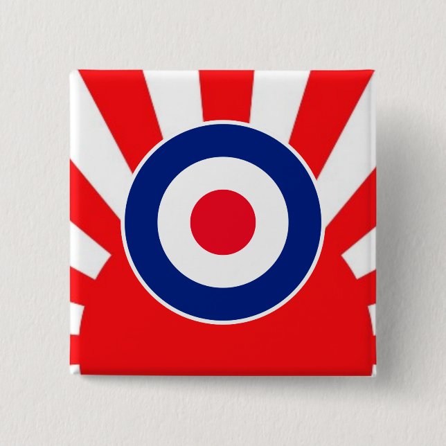 MOD Target Roundel on Sunburst 2 Inch Square Button (Front)