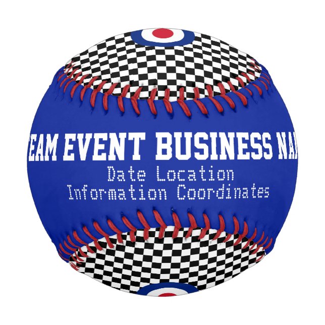 Mod Target Roundel Pattern Checkers Personalized Baseball (Back)