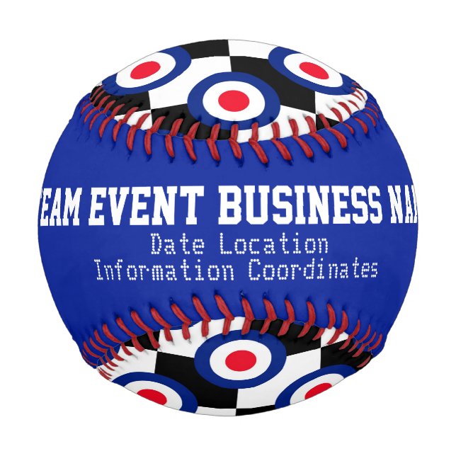 Mod Target Roundel Pattern Polka Dots Personalized Baseball (Back)