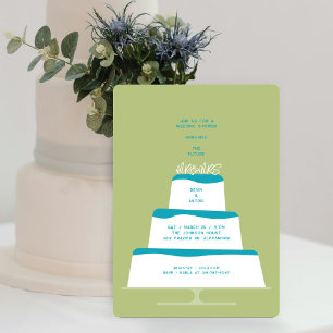 Mod Teal Iced Wedding Cake Couple's Shower Invitation