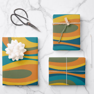 Mod Thang Trippy Retro Modern Multi Color Abstract Wrapping Paper Sheet