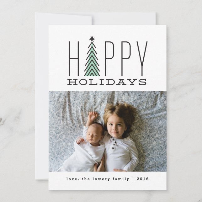 Mod Tree Holiday Photo Card (Front)