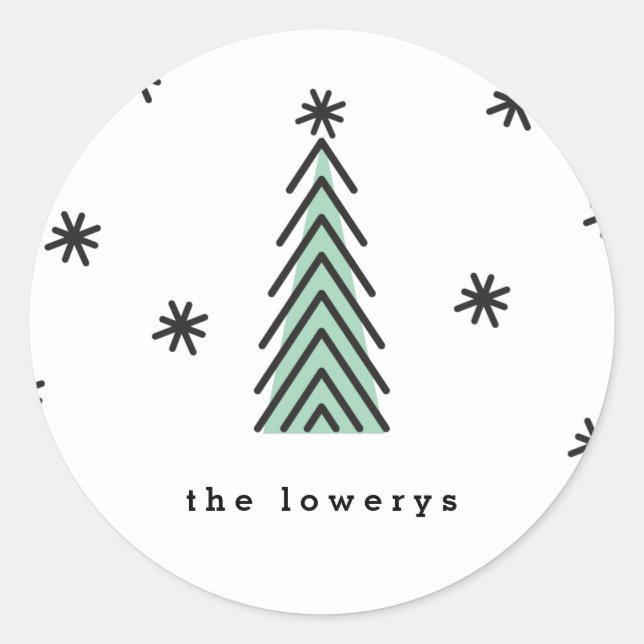 Mod Tree Holiday Round Sticker (Front)