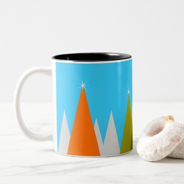 Mod Trees Two-Tone Coffee Mug (With Donut)