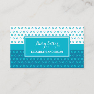 Mod Turquoise and White Polka Dots Babysitter Business Card