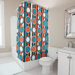 mod Turquoise orange black circle stripes pattern